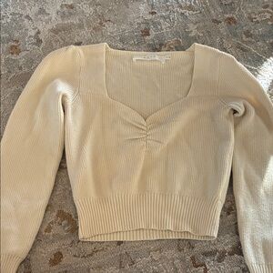 Astr Cream Ribbed Knit Top